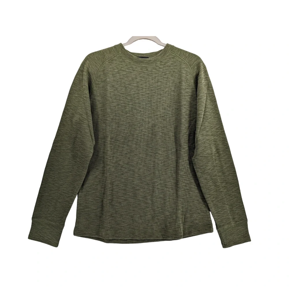 Banana Republic Double Knit Shirt S Olive Green Crewneck Long‎ Sleeves Layering